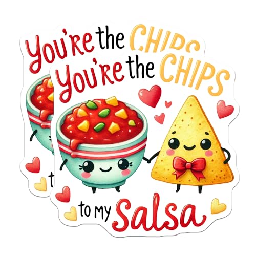 (2 Pack) Cute Food Stickers - Funny Love Stickers - Chips and Salsa Stickers for Couples - 5" On Longest Side - Sticks to Any Smooth Flat Surface - Made in USA - BMCS3394