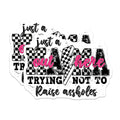 (2 Pack) Sarcastic Mama Quote Magnets - Motherhood Humor Decor - Checkerboard Racing Mom - 5 Inches On Longest Side - Thick Durable Magnet - Made in USA - MAG26825