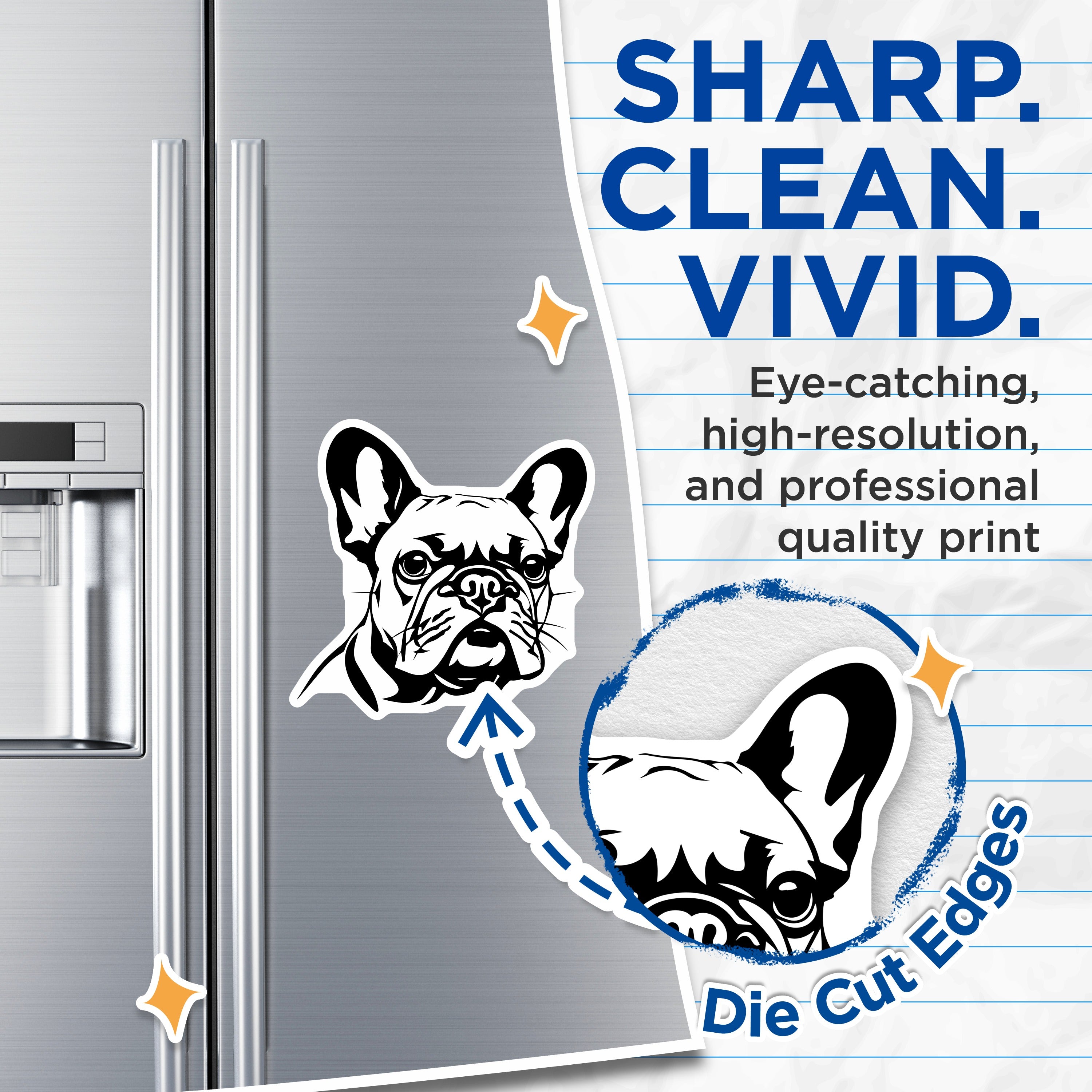 (2 Pack) French Bulldog Magnets - Frenchie Dog Lover - Dog Mom Car Magnet - Pet Owner Fridge Decor - Minimalist Animal Art - 5 Inches On Longest Side - Thick Durable Magnet - Made in USA - MAG37785