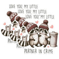 (3 Pack) Raccoon Decals - Partner in Crime - Cute Animal Stickers - 3 Inches On Longest Side - Easy Peel & Apply - Made in USA - 3MCS1683