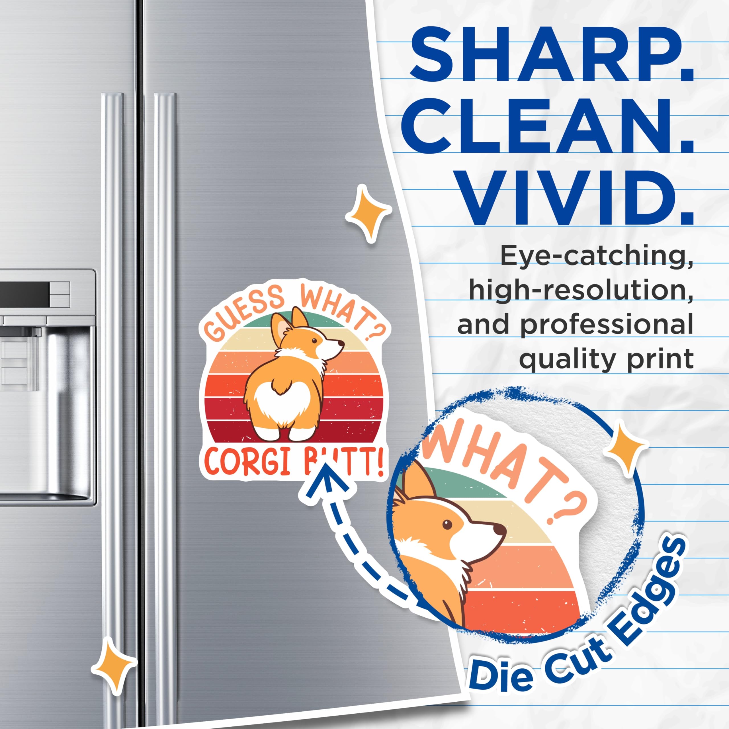 (2 Pack) Corgi Butt Magnets - Guess What Decor - Cute Dog Breed Accessories - 5" On Longest Side - Premium Magnet - for Cars, Refrigerators, Toolboxes, Lockers - Made in USA - MAG17728
