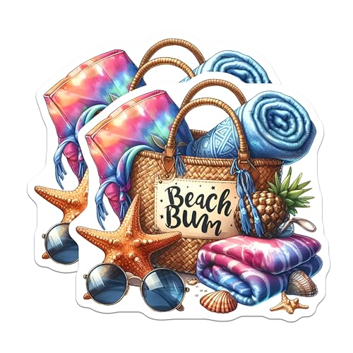 (2 Pack) Beach Bum Magnets Magnets - Tropical Summer Decor - Beach Vacation Theme - 5" On Longest Side - Made in USA - Sticks to Refrigerators & Metal Surfaces - MAG9305