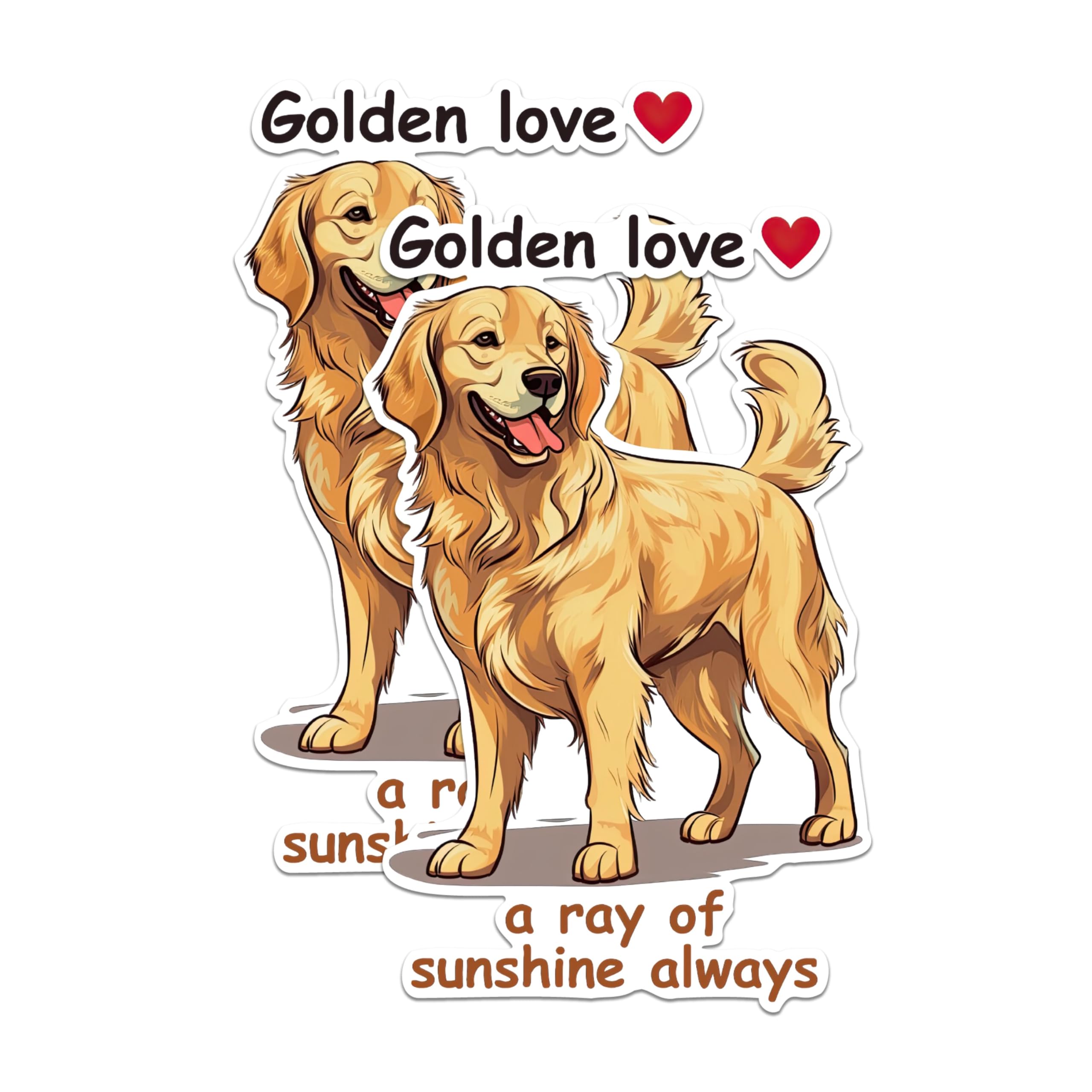(2 Packs) Golden Love A Ray of Sunshine Always Magnets - Golden Retriever Magnets - 5 Inches On Longest Side - Premium Magnet - for Fridges, Toolboxes, Cars - Made in USA - MAG2376