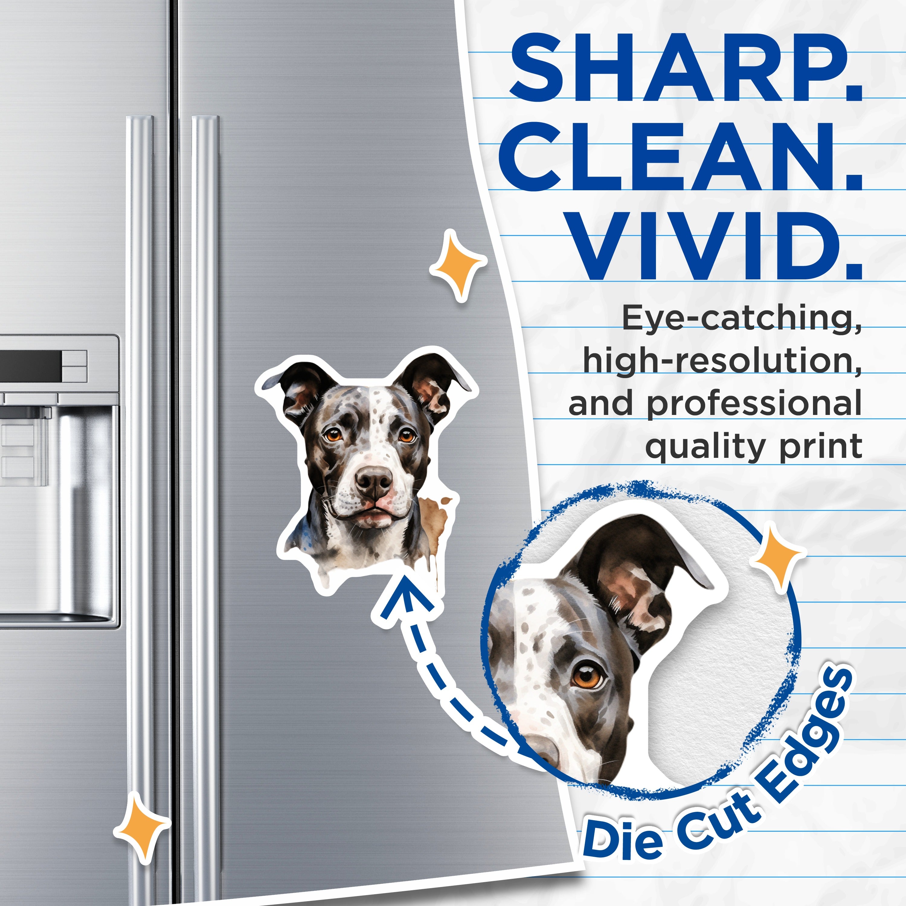 (2 Pack) Pitbull Dog Magnets - Watercolor Pet Portrait - Bully Breed Love - Dog Mom Dad Fridge Locker Art - 5 Inches On Longest Side - Thick Durable Magnet - Made in USA - MAG38474