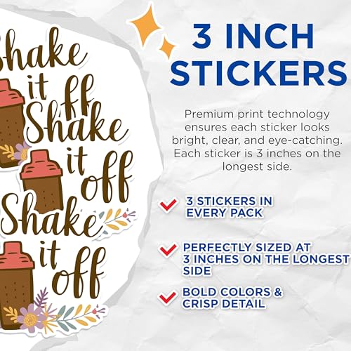 (3 Pack) Shake It Off Decals - Cocktail Lover Stickers - Laptop Decals - 3 Inches On Longest Side - Easy Peel & Apply - Made in USA - 3MCS1821