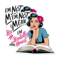 (2 Pack) I'm Not Mean Stickers - Brutally Honest Stickers - Retro Woman Stickers - 5" On Longest Side - Sticks to Any Smooth Flat Surface - Made in USA - BMCS2979