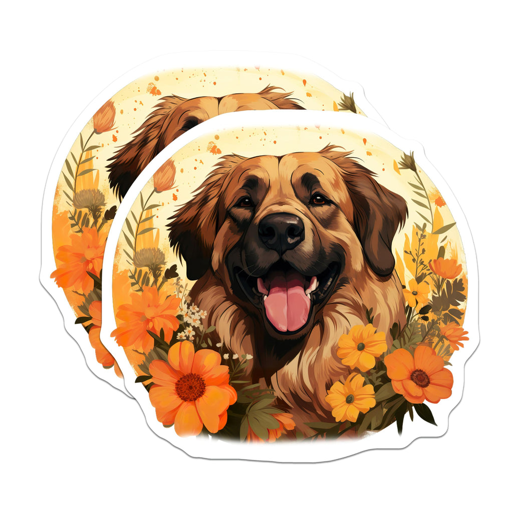 (2 Pack) Happy Dog Floral Magnets - Dog Lover Kitchen Decor - Cheerful Pet Owner Display - 5 Inches On Longest Side - Thick Durable Magnet - Made in USA - MAG29782