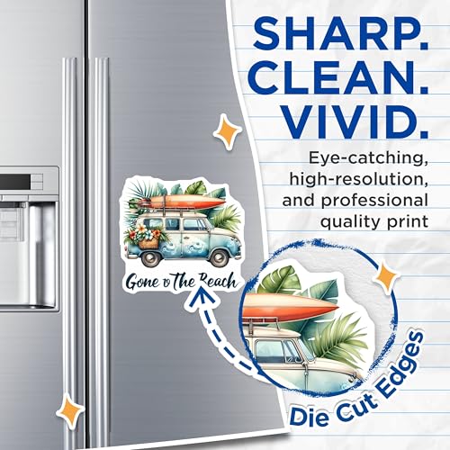 (2 Pack) Gone to The Beach Magnets Magnets - Surfboard Magnet - Tropical Beach Car Magnet - 5" On Longest Side - Made in USA - Sticks to Refrigerators & Metal Surfaces - MAG9288