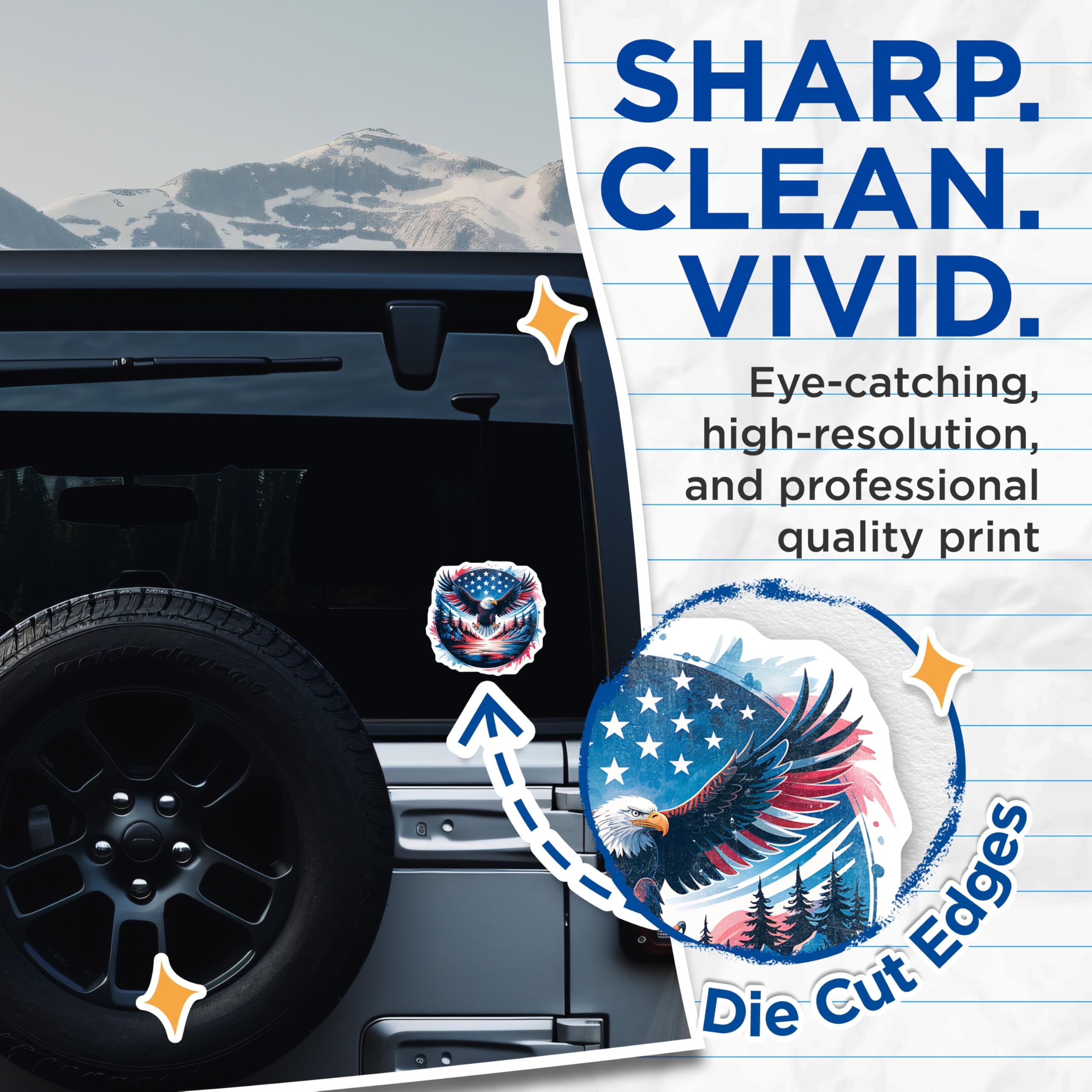 (2 Pack) American Eagle Stickers - Patriotic USA Symbol - Wildlife Freedom Decals - 5" On Longest Side - Sticks to Smooth Flat Surfaces - Made in USA - BMCS21069
