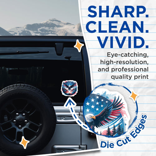 (2 Pack) American Eagle Stickers - Patriotic USA Symbol - Wildlife Freedom Decals - 5" On Longest Side - Sticks to Smooth Flat Surfaces - Made in USA - BMCS21069