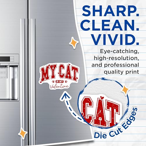 (2 Pack) My Cat is My Valentine Magnets - Cat Lover Magnets - Cute Valentine Magnets - 5" On Longest Side - for Cars, Refrigerators, Toolboxes, Lockers - Made in USA MAG3535
