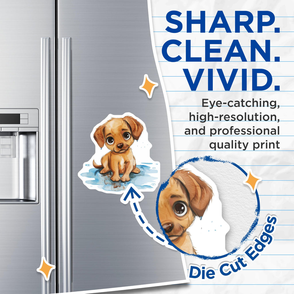 (2 Pack) Cute Puppy Magnets - Watercolor Dog Art - Pet Lover Decor - 5 Inches On Longest Side - Thick Durable Magnet - Made in USA - MAG26375