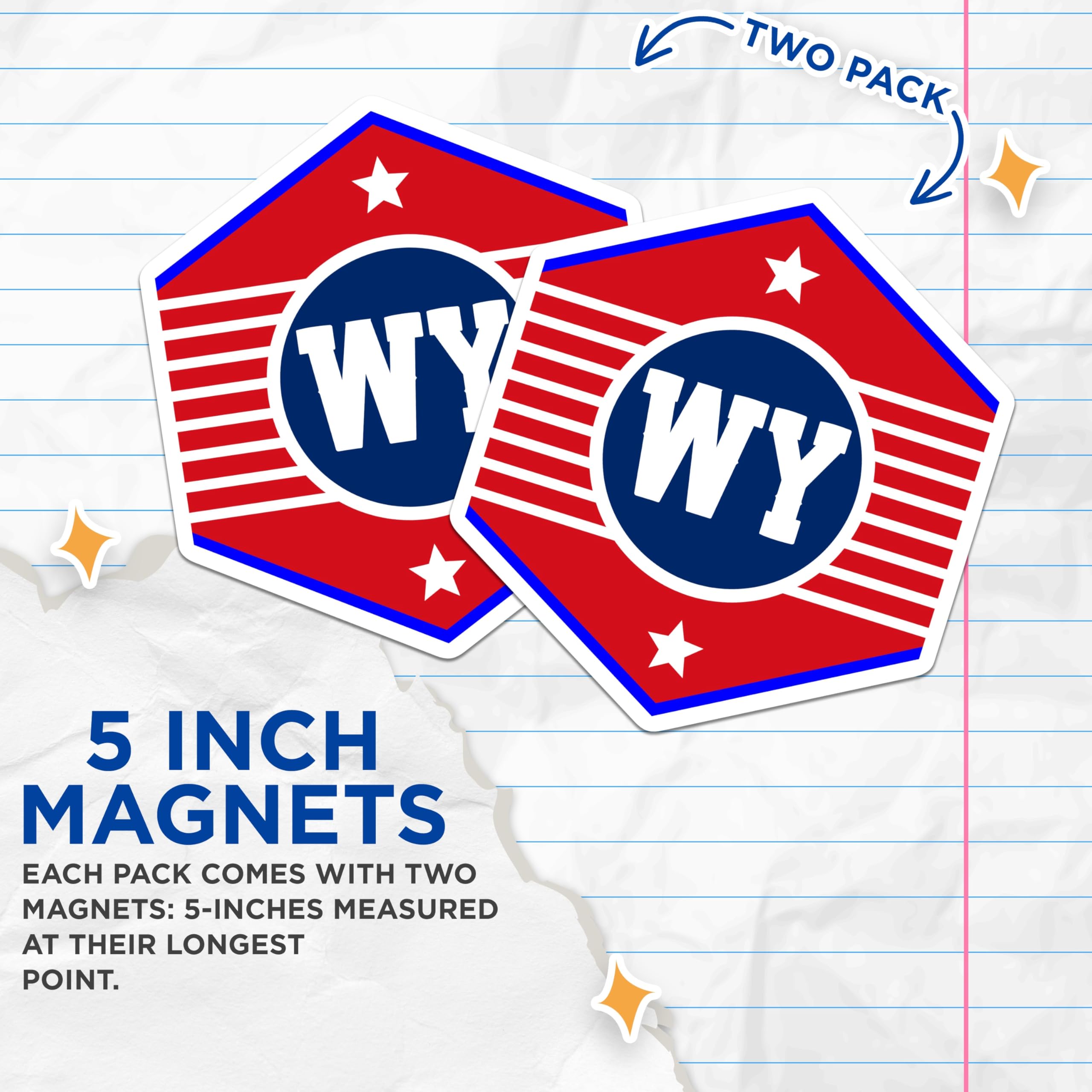 (2 Pack) Wyoming Magnets - State Pride Magnets - WY Souvenir Magnet - 5" On Longest Side - Premium Magnet - for Cars, Refrigerators, Toolboxes, Lockers - Made in USA - MAG17737