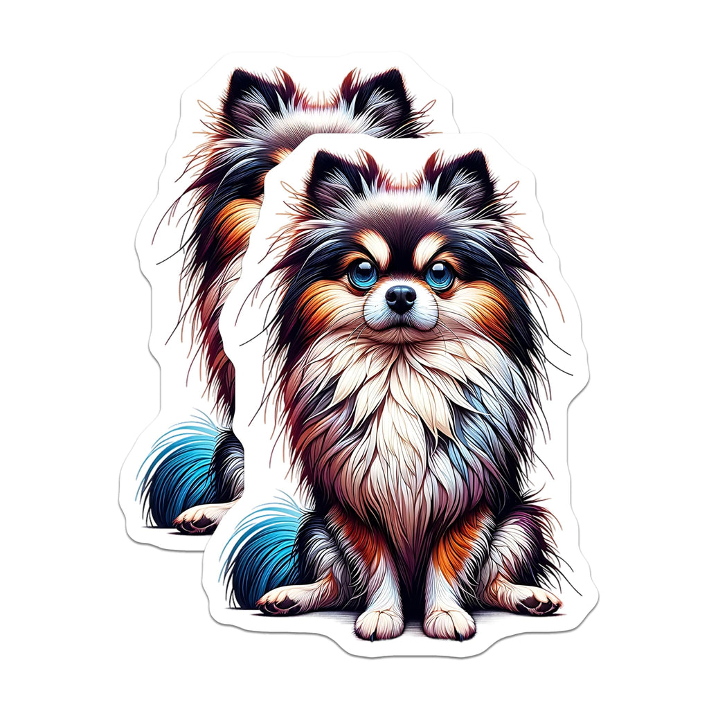 (2 Pack) Pomeranian Dog Magnets - Cute Puppy Art - Fridge Locker Decorations - 5" On Longest Side - Premium Magnet - for Cars, Refrigerators, Toolboxes, Lockers - Made in USA - MAG14269