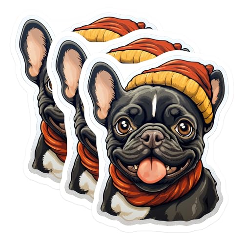 (3 Pack) French Bulldog Decals - Dog Breed Stickers - Laptop Decals - 3 Inches On Longest Side - Easy Peel & Apply - Made in USA - 3MCS2712