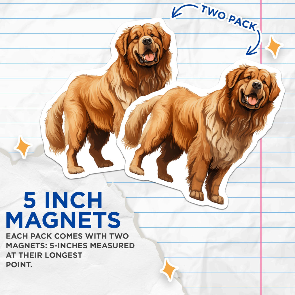(2 Pack) Golden Retriever Dog Magnets - Happy Canine Illustration - Pet Parent Kitchen Decor - 5 Inches On Longest Side - Thick Durable Magnet - Made in USA - MAG28392
