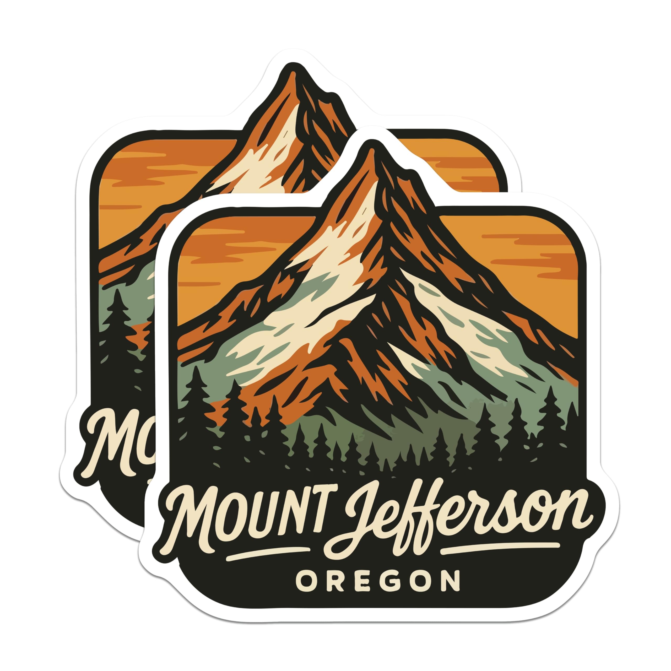 (2 Pack) Mount Jefferson Oregon Magnets - Mountain Landscape Art - Pacific Northwest Souvenirs - 5 Inches On Longest Side - Thick Durable Magnet - Made in USA - MAG19499