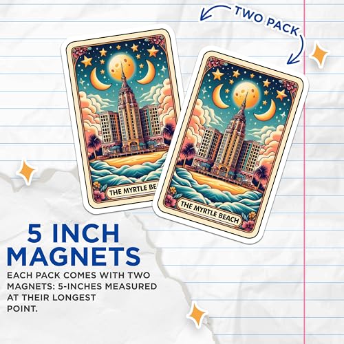(2 Pack) Scenic Souvenir Magnet - Beach Vacation Decor - 5" On Longest Side - Sticks to Smooth Flat Surfaces - Made in USA - MAG10316
