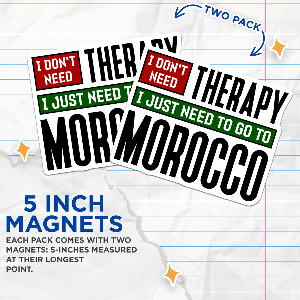 (2 Pack) Morocco Travel Magnets - Funny Wanderlust Therapy - Destination Refrigerator Magnet - 5 Inches On Longest Side - Thick Durable Magnet - Made in USA - MAG36764
