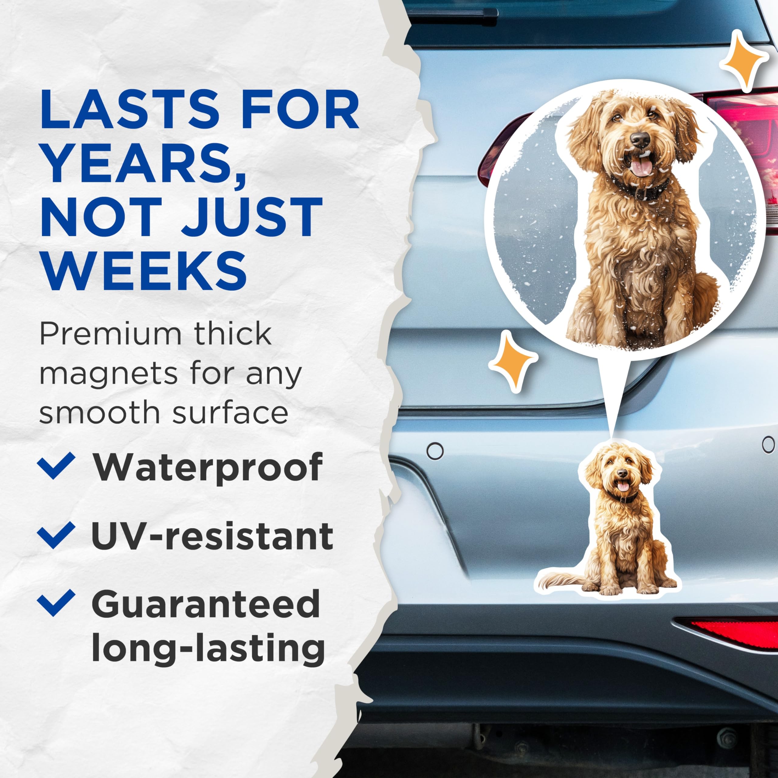 (2 Pack) Goldendoodle Dog Magnets - Pet Owner Refrigerator Decor - Animal Lover Collectible - 5 Inches On Longest Side - Thick Durable Magnet - Made in USA - MAG27527