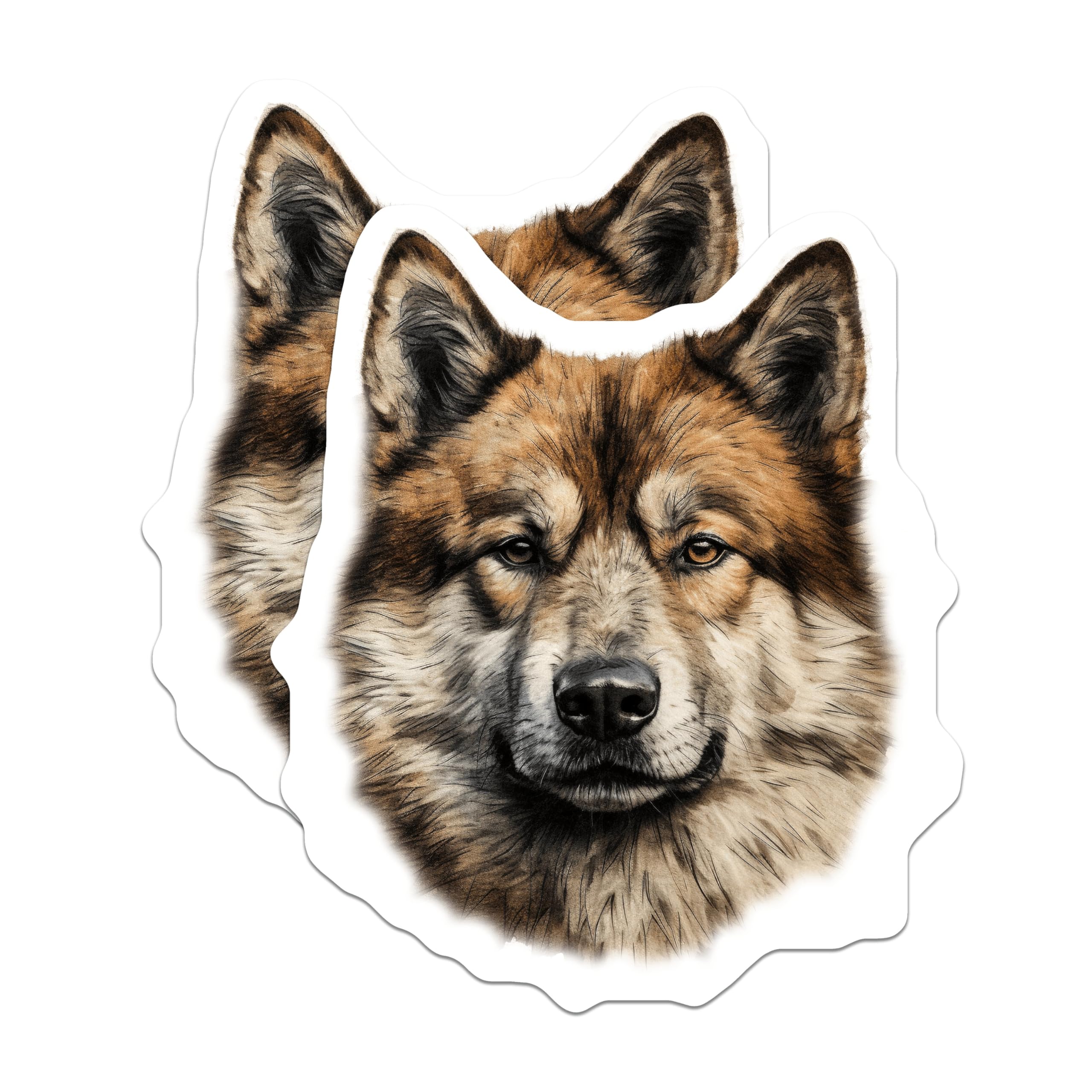 (2 Pack) Husky Dog Magnets - Realistic Animal Portrait Art - Pet Lover Fridge Decor - Malamute Wolfdog - 5 Inches On Longest Side - Thick Durable Magnet - Made in USA - MAG29627