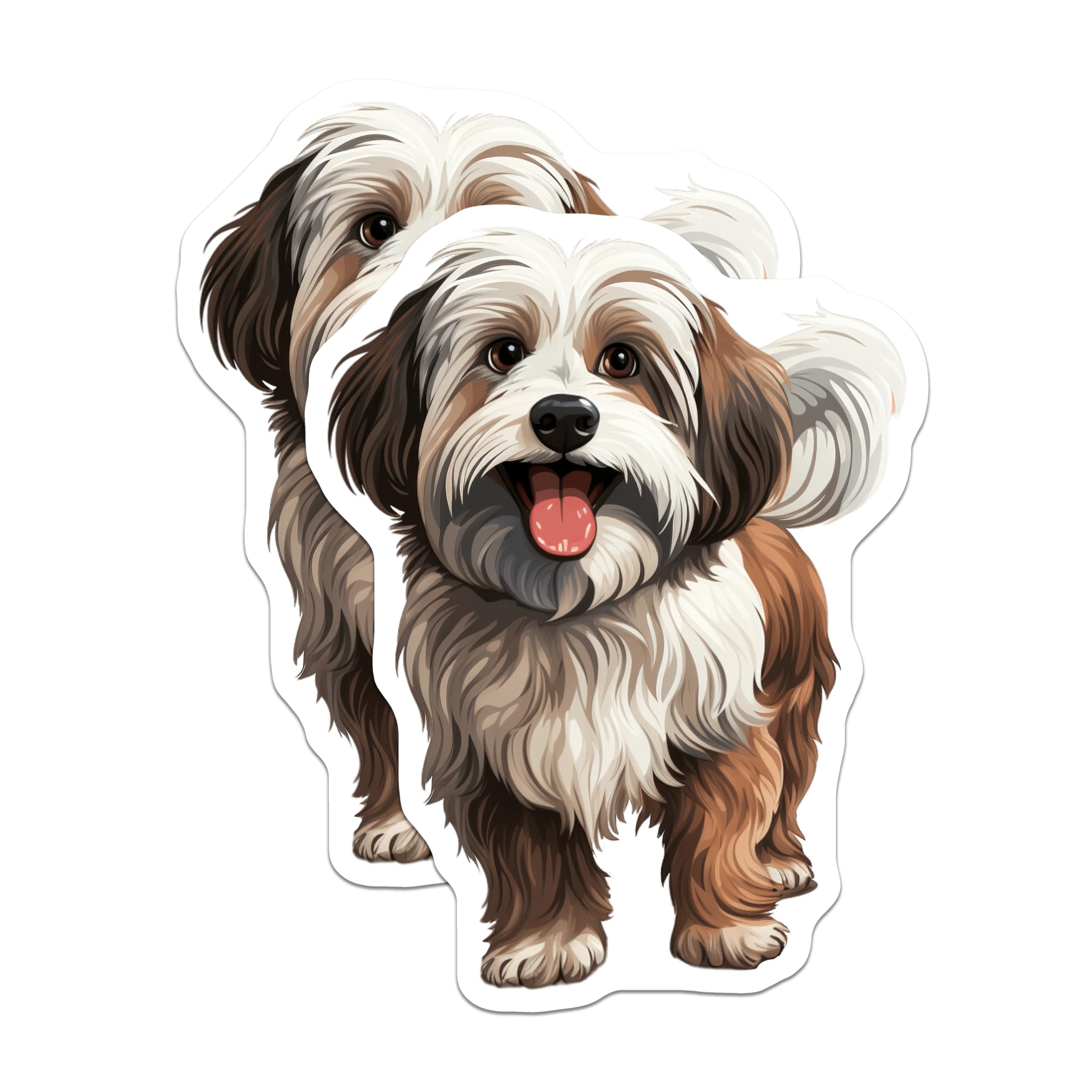 (2 Pack) Cute Fluffy Dog Magnets - Shih Tzu Lhasa Apso Art - Pet Owner Refrigerator Decor - Happy Puppy Canine Accessories - 5 Inches On Longest Side - Thick Durable Magnet - Made in USA - MAG25973