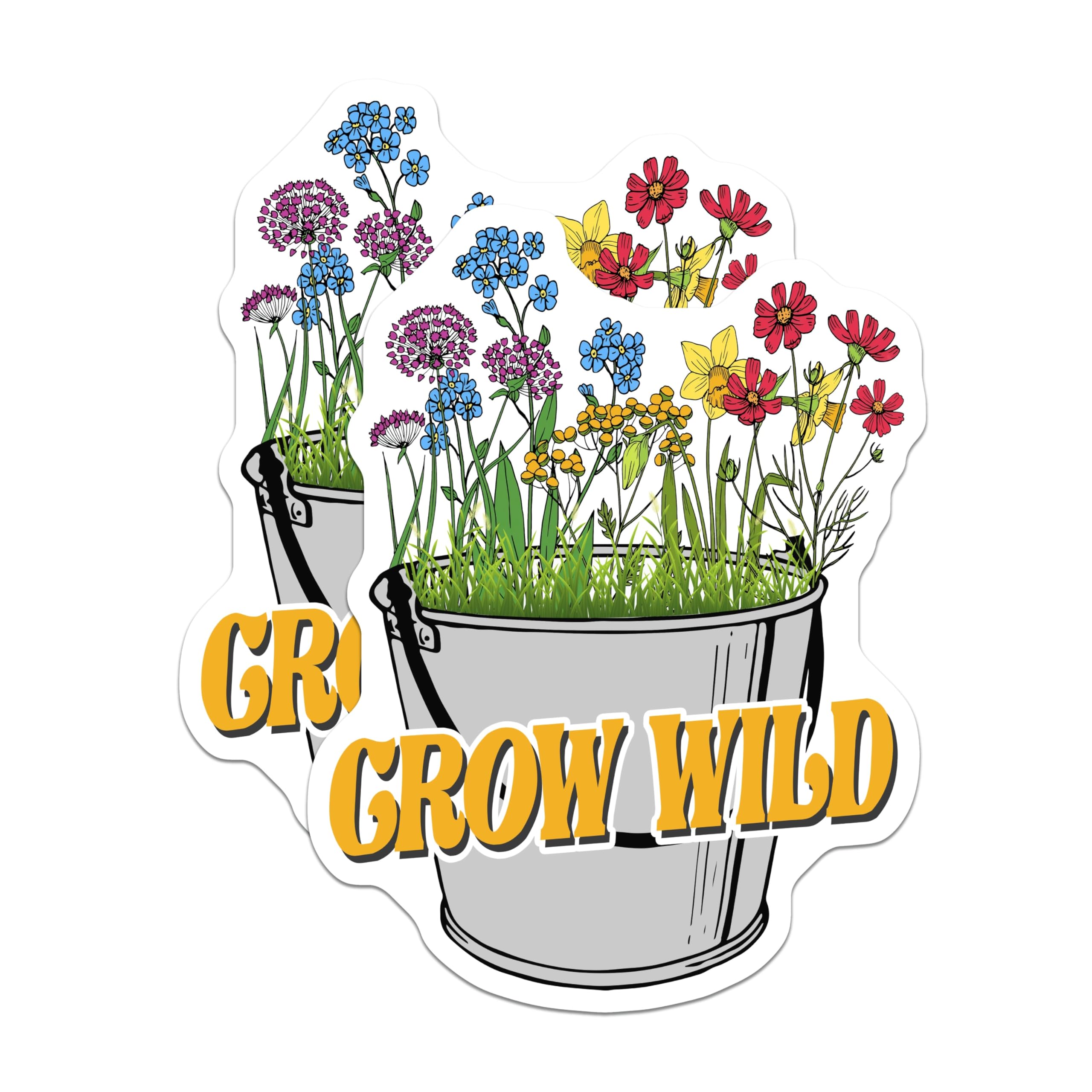 (2 Pack) Grow Wild Magnets - Floral Potted Flowers Decor - Gardening Themed Decoration - 5" On Longest Side - Premium Magnet - for Cars, Refrigerators, Toolboxes, Lockers - Made in USA - MAG18840