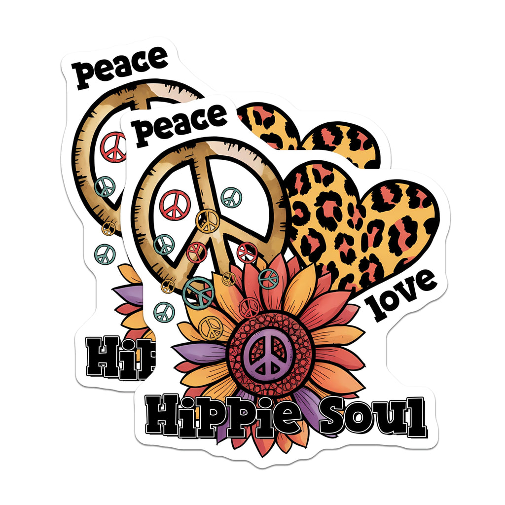 (2 Pack) Hippie Soul Magnets - Peace Love Magnets - Sunflower Heart Boho Aesthetic Magnets - 5" On Longest Side - Premium Magnet - for Cars, Refrigerators, Toolboxes, Lockers - Made in USA - MAG15755