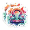 (2 Pack) Libra Zodiac Sign Stickers - Colorful Watercolor Stickers - Horoscope Stickers - 5" On Longest Side - Sticks to Smooth Flat Surfaces - Made in USA - BMCS6825