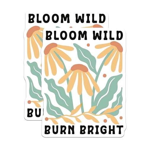 (2 Pack) Bloom Wild Burn Bright Magnets - Inspirational Floral - Motivational Quote - Office Cubicle ation - 5" On Longest Side - for Cars, Fridges, Toolboxes - Made in USA - MAG3835