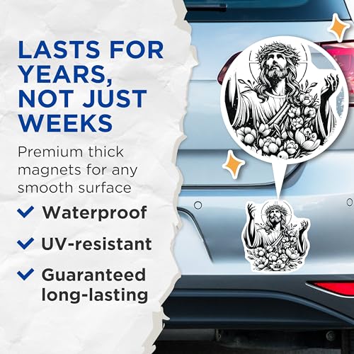 (2 Pack) Christian Icon Magnets - Jesus Christ Illustration - Religious Home DÃƒÂ©cor - Faith Magnets for Fridge - 5" On Longest Side - for Cars, Fridges, Toolboxes - Made in USA - MAG7324