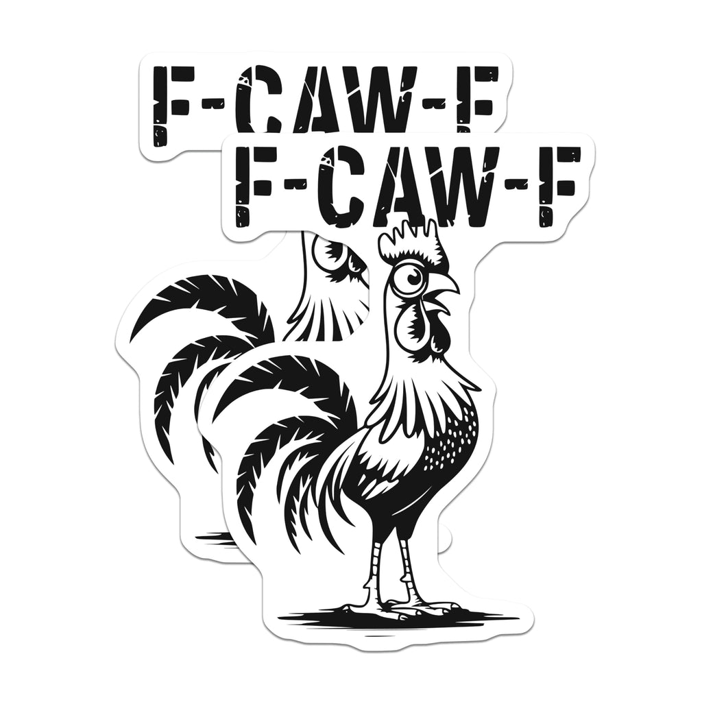 (2 Pack) F-CAW-F Rooster Magnets - Funny Chicken Talk - Quirky Bird Refrigerator Decor - 5" On Longest Side - Premium Magnet - for Cars, Refrigerators, Toolboxes, Lockers - Made in USA - MAG16385