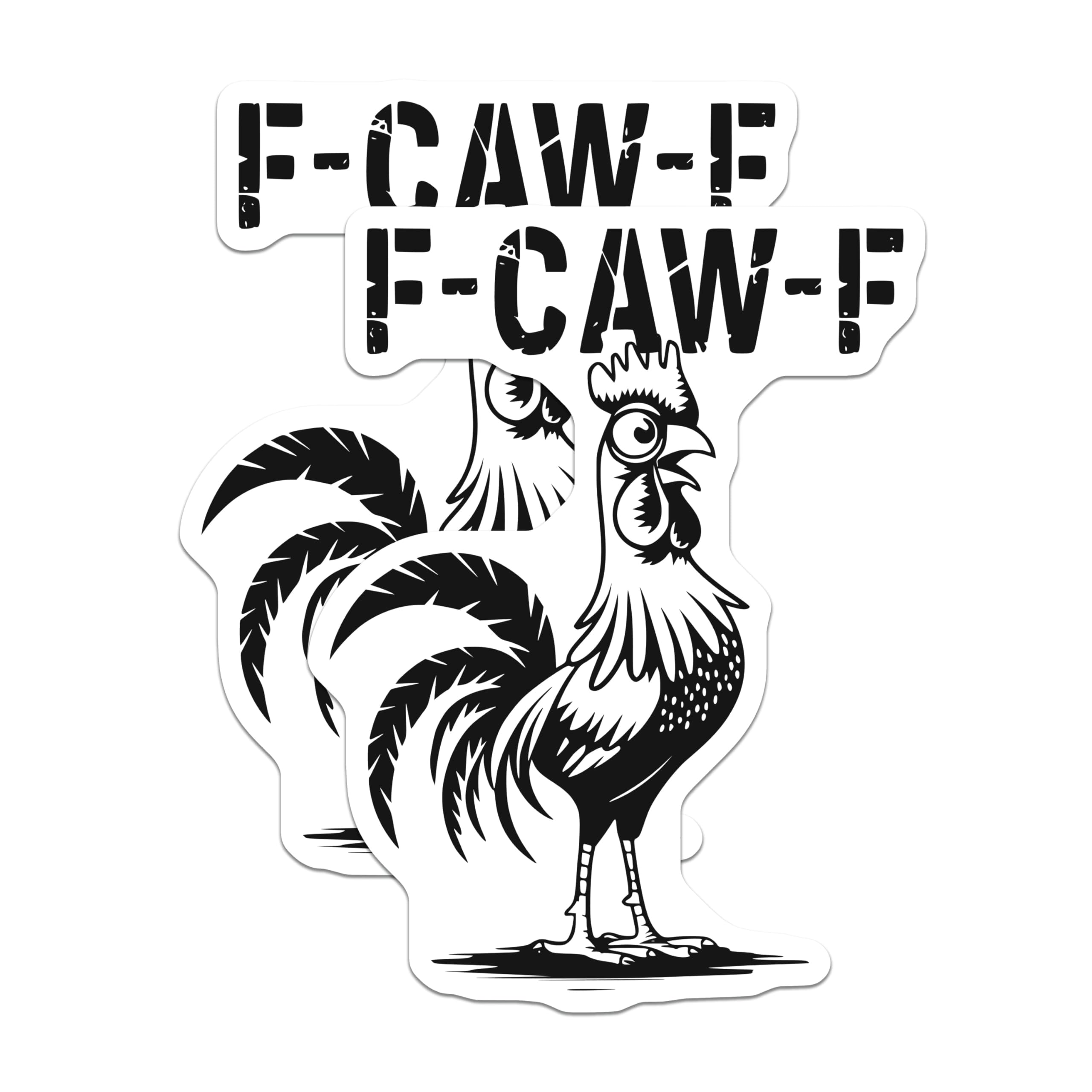 (2 Pack) F-CAW-F Rooster Magnets - Funny Chicken Talk - Quirky Bird Refrigerator Decor - 5" On Longest Side - Premium Magnet - for Cars, Refrigerators, Toolboxes, Lockers - Made in USA - MAG16385