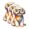 (3 Pack) Pride Dog Decals - Rainbow Shih Tzu - Laptop Pride Stickers- 3 Inches On Longest Side - Easy Peel & Apply - Made in USA - 3MCS5207