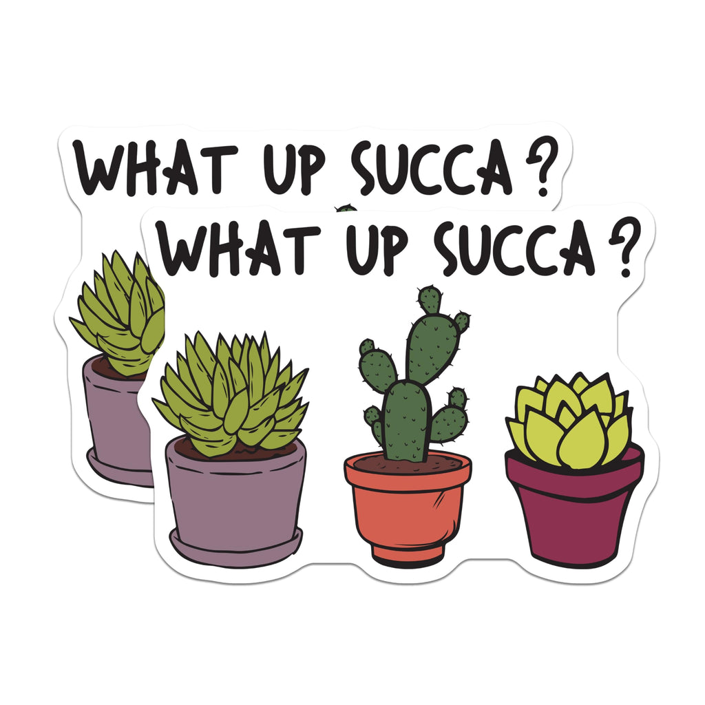 (2 Pack) What Up Succa Magnets - Funny Cactus - Succulent Lover Decor - 5" On Longest Side - Premium Magnet - for Cars, Refrigerators, Toolboxes, Lockers - Made in USA - MAG17283