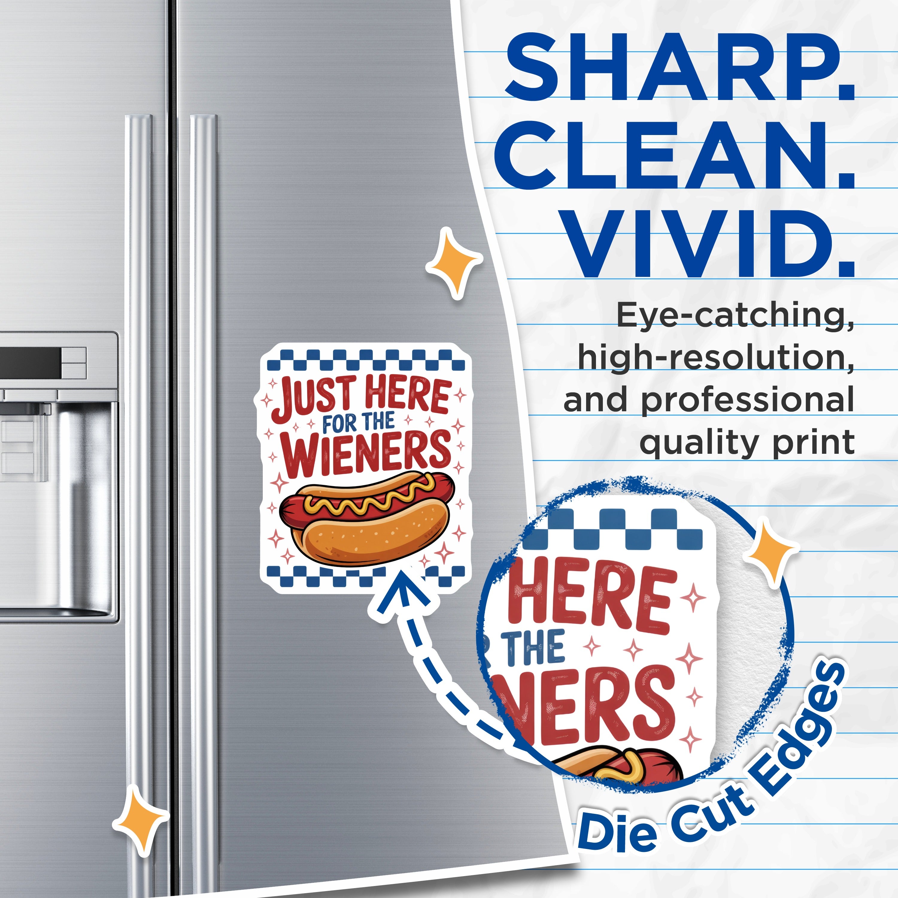 (2 Pack) Funny Hot Dog Magnets - BBQ Refrigerator Magnets - Humorous Kitchen Decor for Foodies - 5 Inches On Longest Side - Thick Durable Magnet - Made in USA - MAG38326