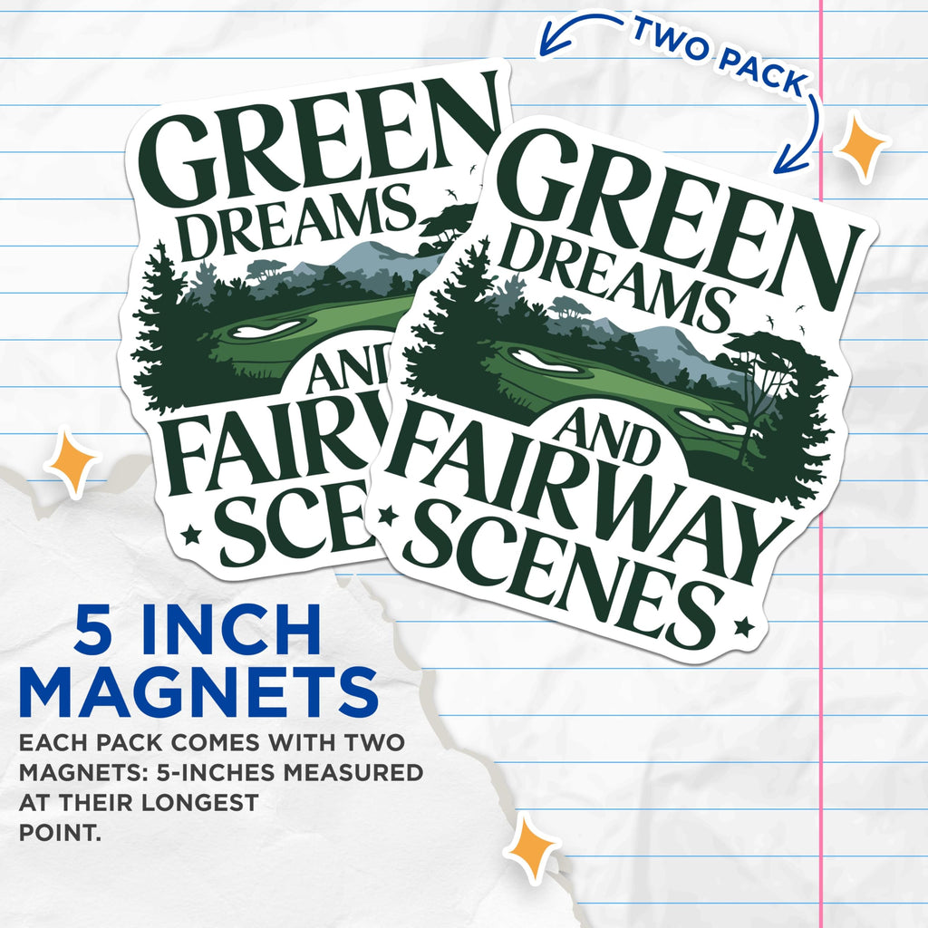 (2 Pack) Green Dreams and Fairway Scenes Magnets - Golf Art - Golf Course ations - 5" On Longest Side - for Cars, Fridges, Toolboxes - Made in USA - MAG4208