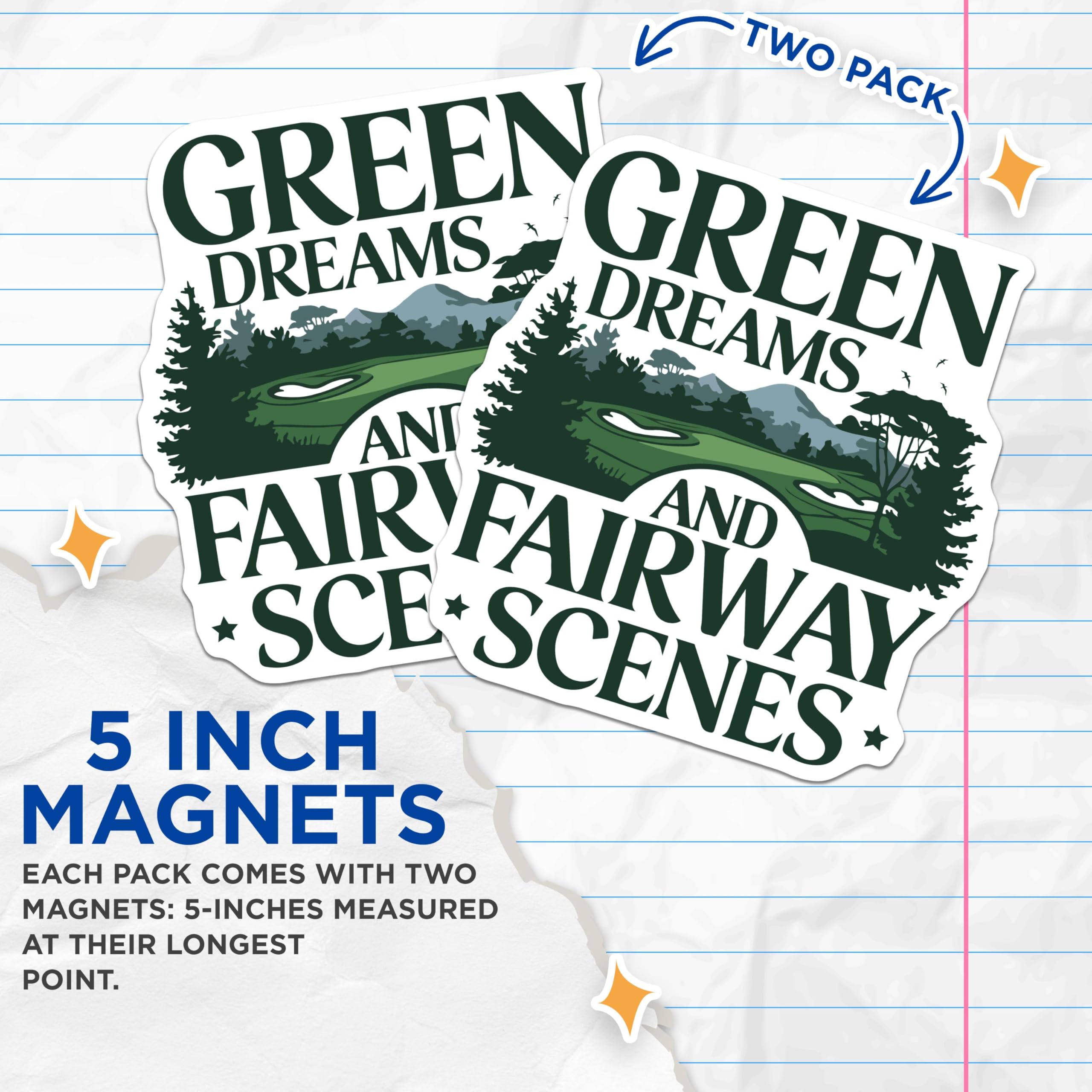 (2 Pack) Green Dreams and Fairway Scenes Magnets - Golf Art - Golf Course ations - 5" On Longest Side - for Cars, Fridges, Toolboxes - Made in USA - MAG4208