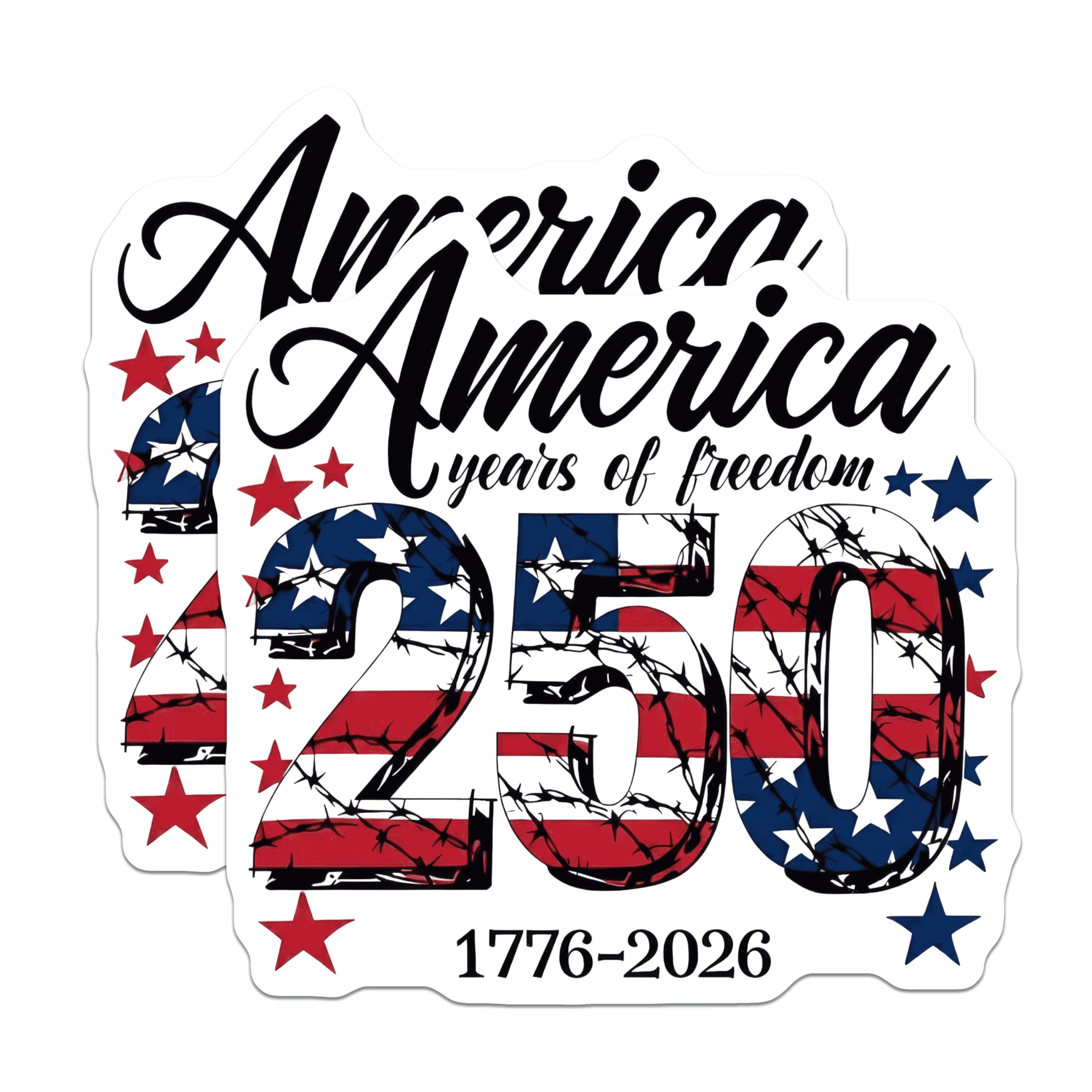 (2 Pack) America 250 Years Freedom Magnets - USA Independence Day Decor - Patriotic Souvenir 1776-2026 - 5 Inches On Longest Side - Thick Durable Magnet - Made in USA - MAG28046