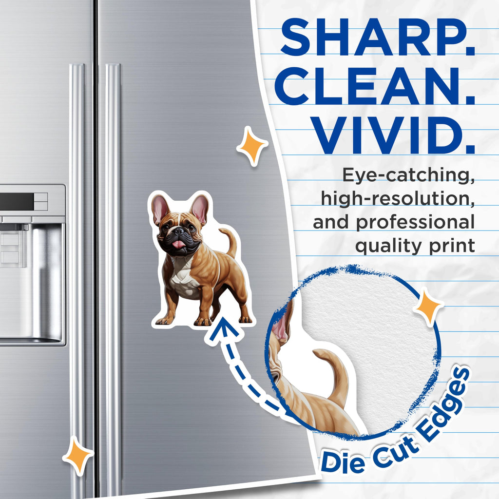 (2 Pack) French Bulldog Magnets - Cute Frenchie Dog Lover Home Decor - Pet Parent Fridge Art - 5 Inches On Longest Side - Thick Durable Magnet - Made in USA - MAG27890