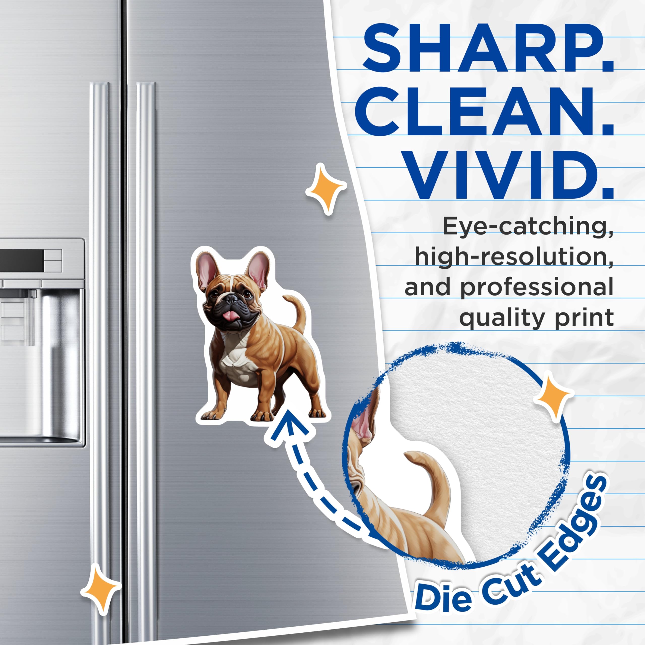 (2 Pack) French Bulldog Magnets - Cute Frenchie Dog Lover Home Decor - Pet Parent Fridge Art - 5 Inches On Longest Side - Thick Durable Magnet - Made in USA - MAG27890