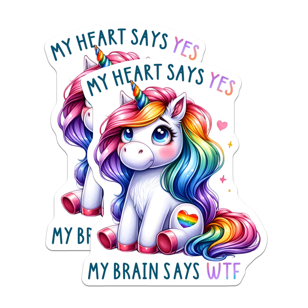 (2 Pack) My Heart Says Yes Magnets - Unicorn Rainbow Magnets - Cute Unicorn Magnets for Kids and Teens - 5" On Longest Side - for Cars, Refrigerators, Toolboxes, Lockers - Made in USA BMCS3342