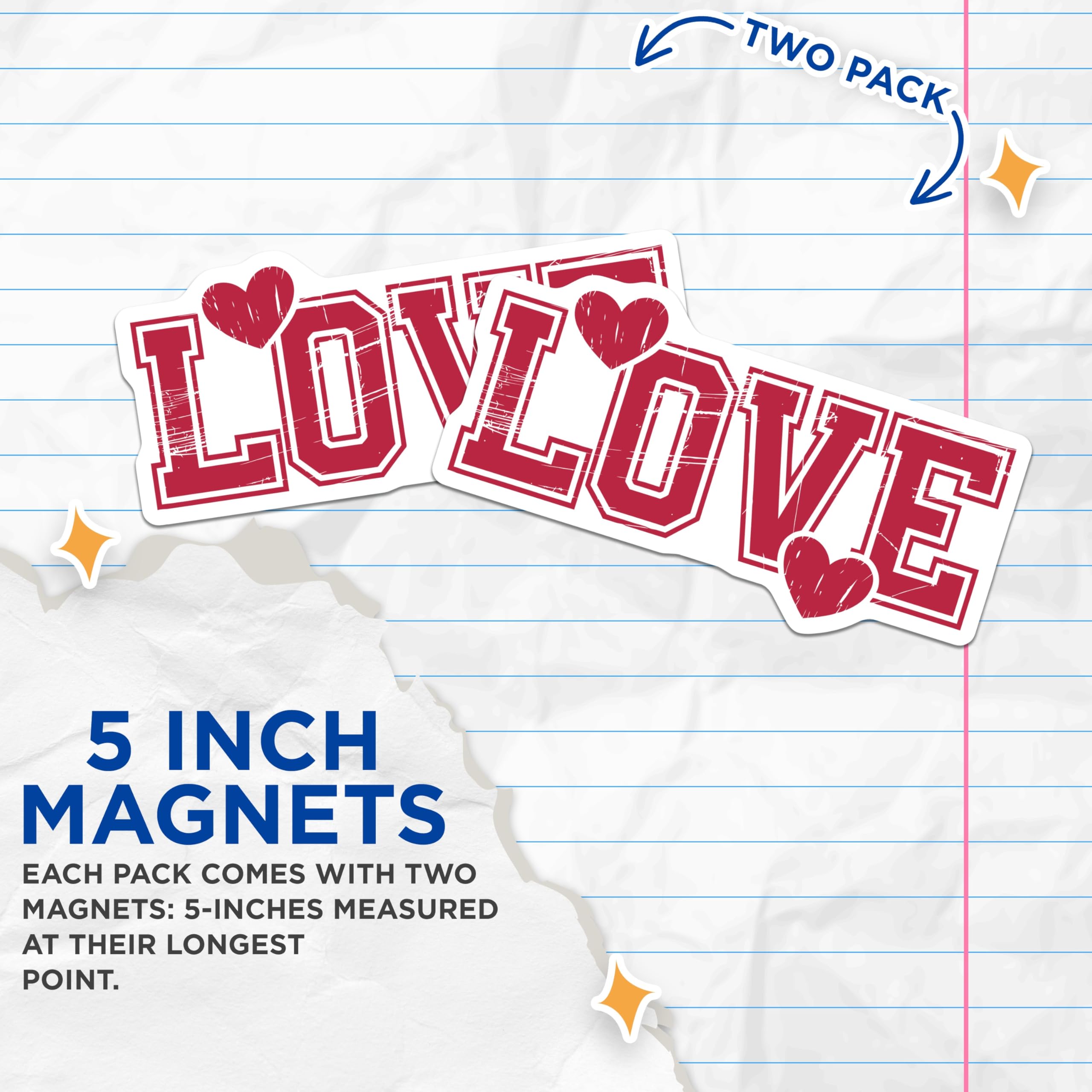 (2 Pack) Love Heart Magnets - Red Hearts - Valentine's Decor - 5" On Longest Side - Premium Magnet - for Cars, Refrigerators, Toolboxes, Lockers - Made in USA - MAG15676