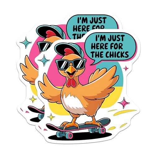 (2 Pack) Skateboarding Chicken Magnets - Funny Phrase Magnets - Cartoon Chicken - Cool Chicken Refrigerator Magnets - 5" On Longest Side - for Cars, Fridges, Toolboxes - Made in USA - MAG3880