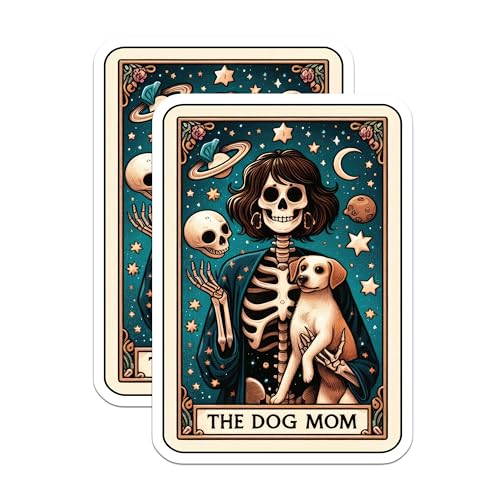 (2 Pack) The Dog Mom Stickers - Skeleton Dog Mom Artwork - Unique Dog Lover Stickers - 5" On Longest Side - Sticks to Smooth Flat Surfaces - Made in USA - BMCS5389