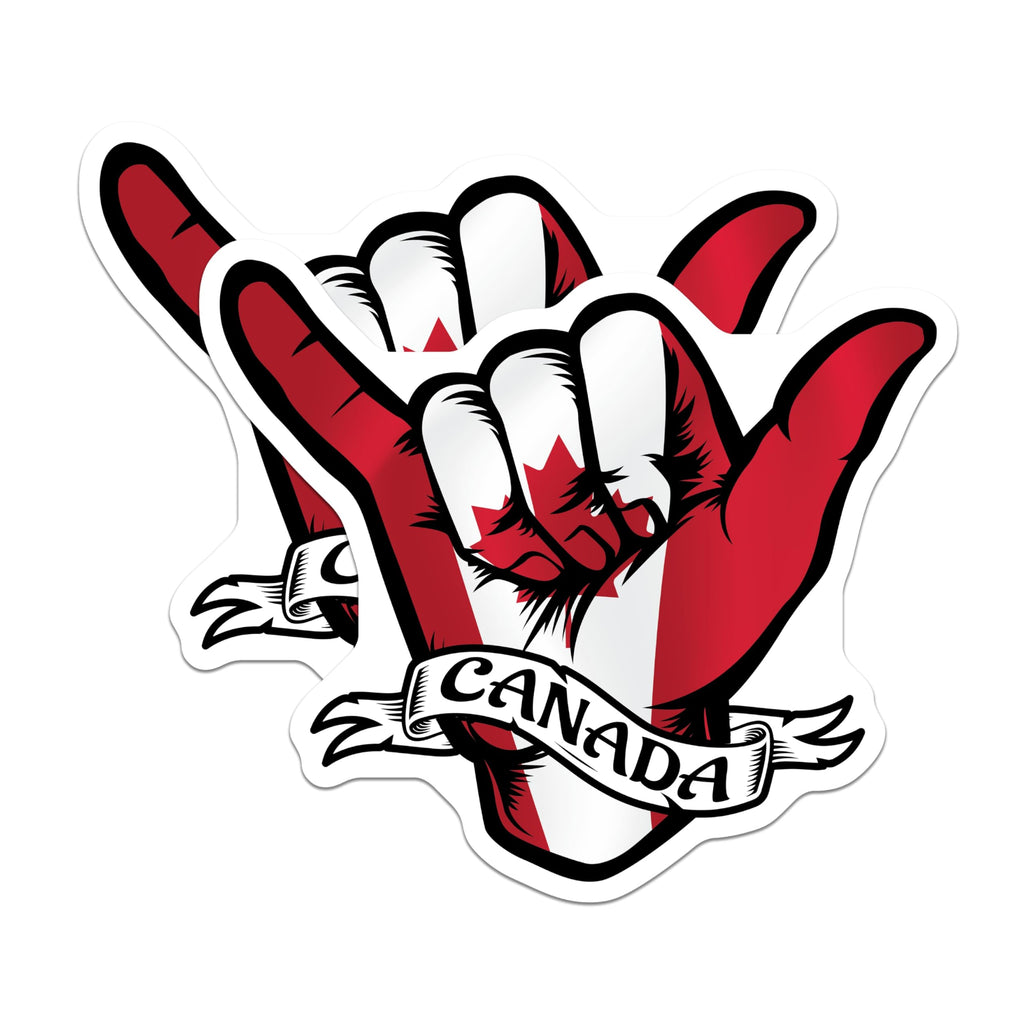 (2 Pack) Canada Flag Magnets - Shaka Hand Sign - Canadian Pride Decoration - 5" On Longest Side - Premium Magnet - for Cars, Refrigerators, Toolboxes, Lockers - Made in USA - MAG18262