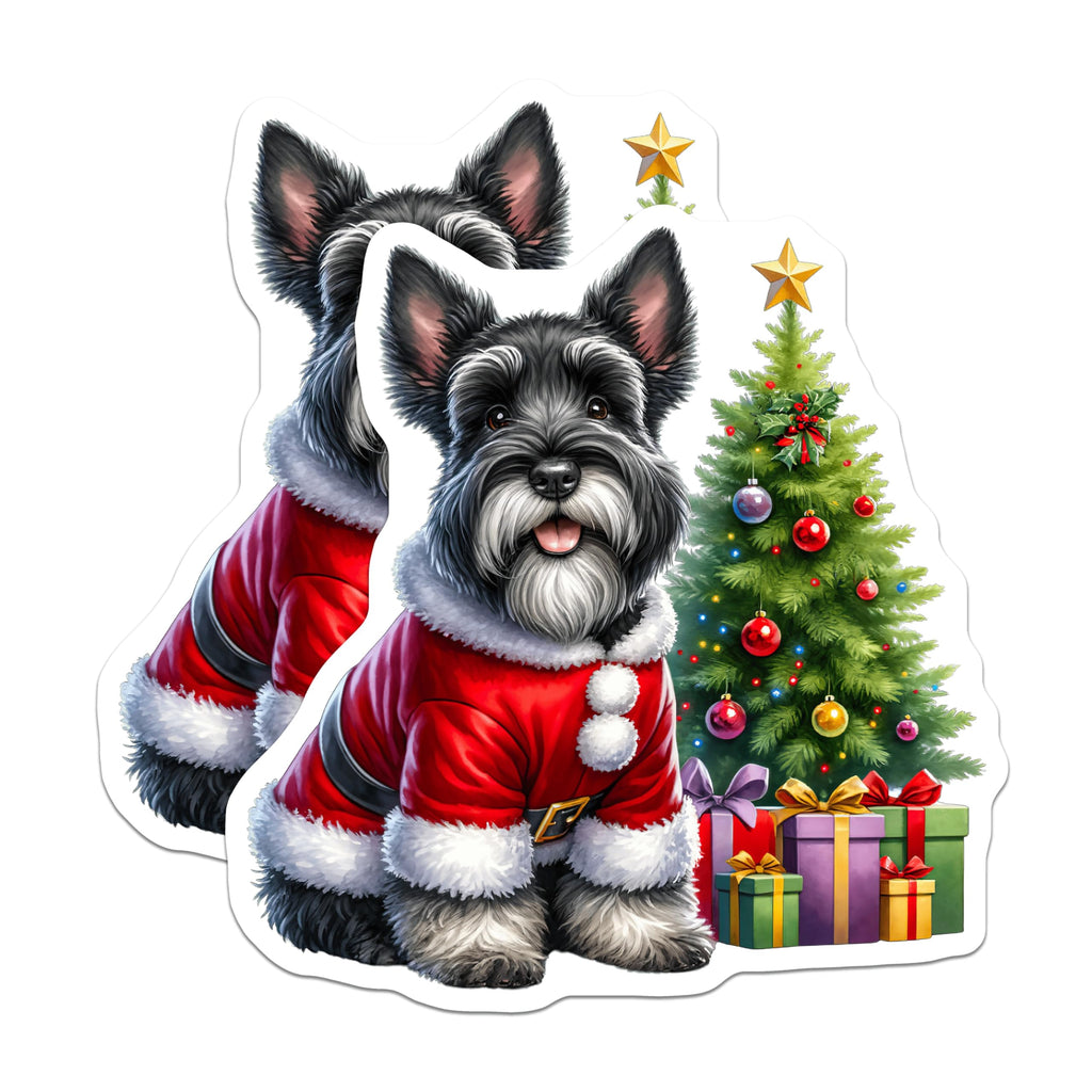 (2 Pack) Schnauzer Christmas Magnets - Santa Dog Holiday Decor - Cute Pet Refrigerator Accessory - 5 Inches On Longest Side - Thick Durable Magnet - Made in USA - MAG28489