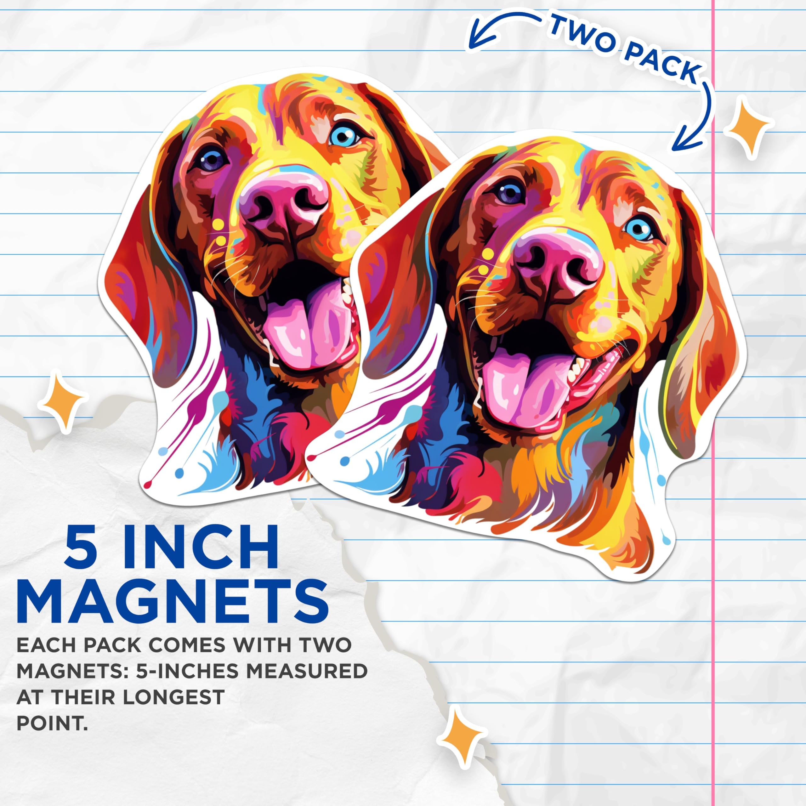 (2 Pack) Vizsla Dog Breed Magnets- 5 Inches On Longest Side - Choose from Over 100 Dog Breeds - for Cars, Refrigerators, Toolboxes - Made in USA - MAG1970