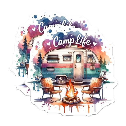 (2 Pack) Camp Life Magnets - Camping Adventure - Nature Lover - 5" On Longest Side - for Cars, Fridges, Toolboxes - Made in USA - MAG7136