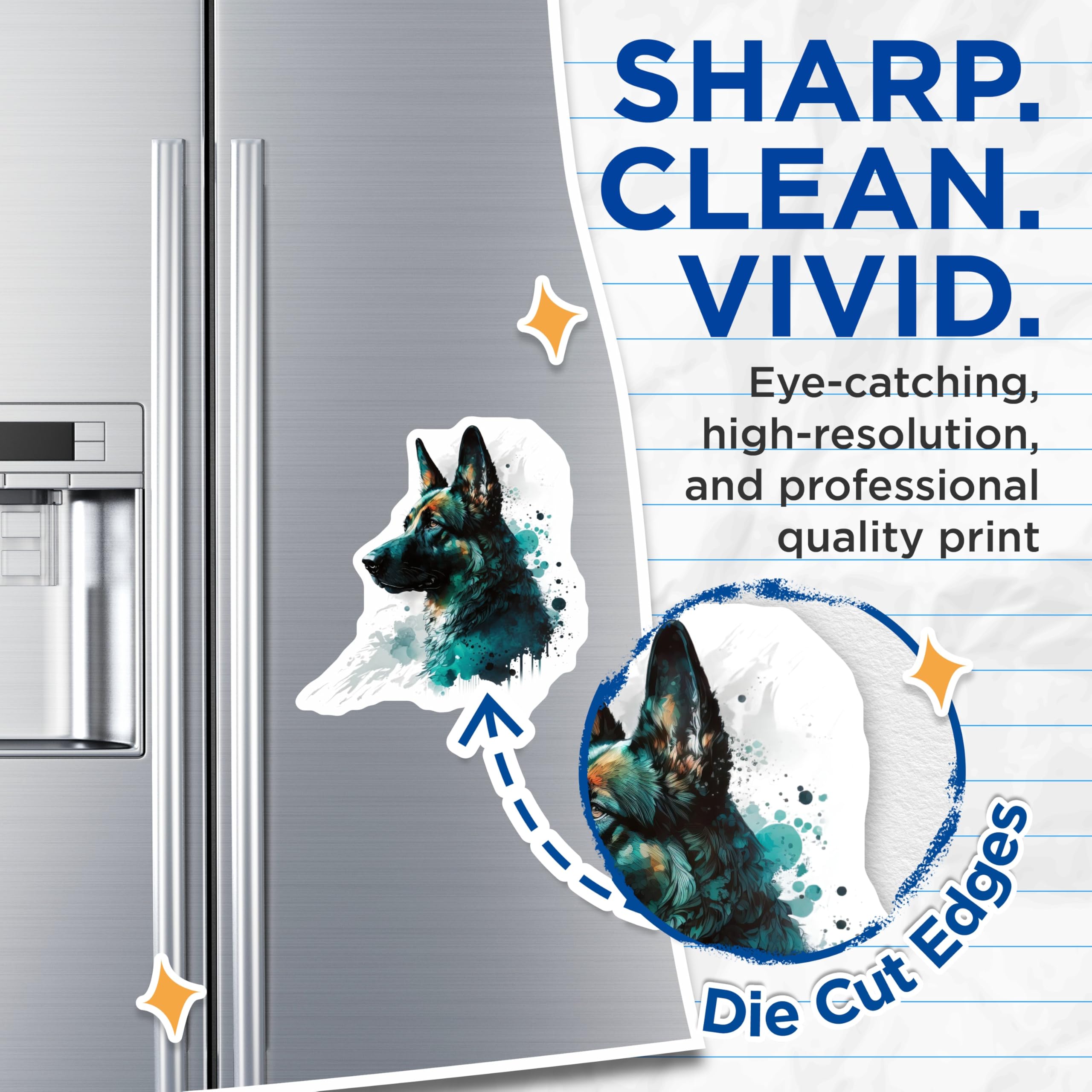 (2 Pack) German Shepherd Magnets - Watercolor Dog Art - Pet Lover Decor - 5 Inches On Longest Side - Thick Durable Magnet - Made in USA - MAG27299